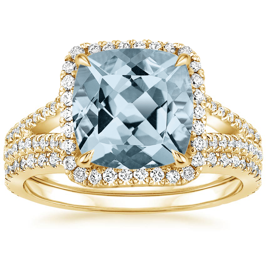 18KY Aquamarine Fortuna Diamond Bridal Set (2/3 ct. tw.), top view