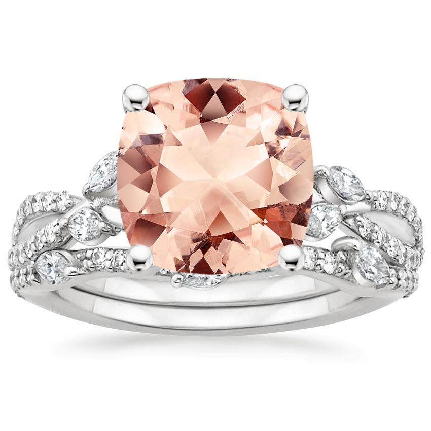 18KW Morganite Luxe Willow Bridal Set (1/2 ct. tw.), top view
