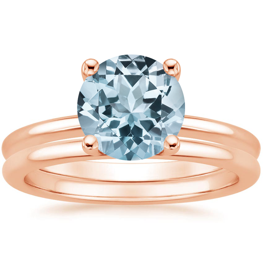 14KR Aquamarine Perfect Fit Bridal Set, top view