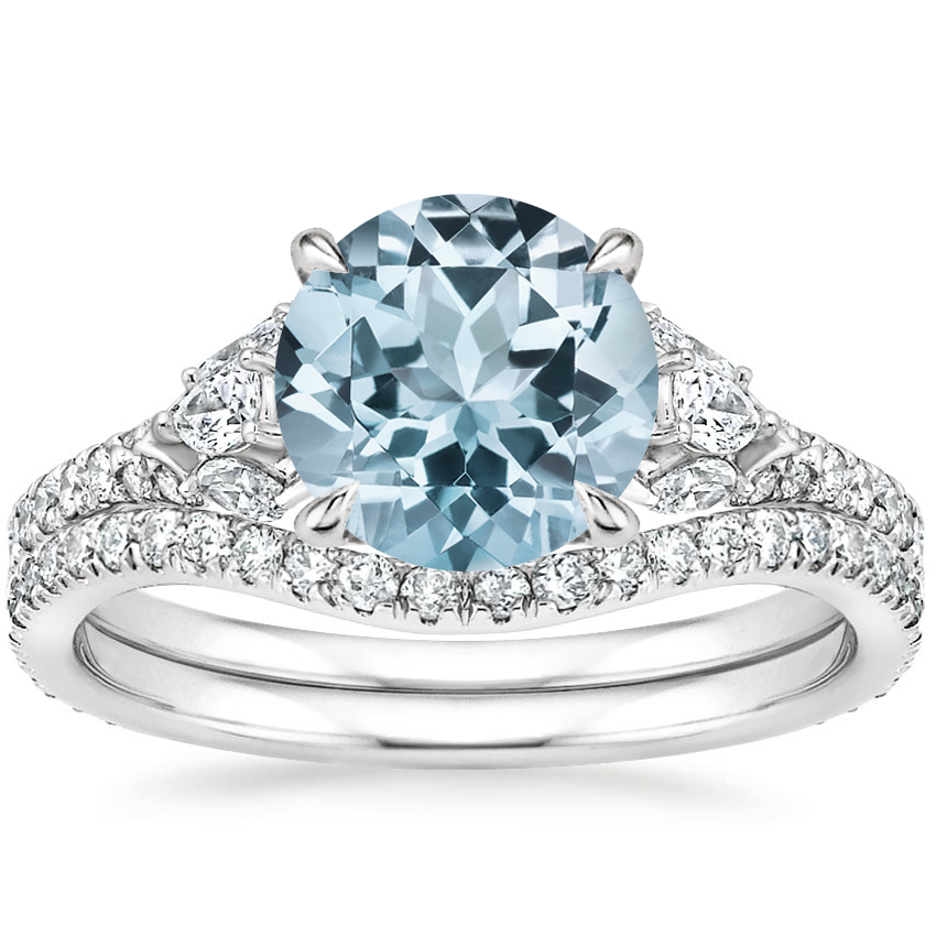 18KW Aquamarine Ava Diamond Bridal Set (3/4 ct. tw.), top view