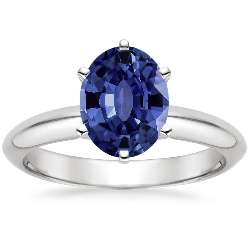 Sapphire Six-Prong Classic Ring in 18K White Gold