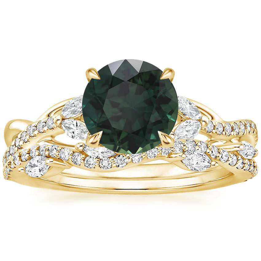18K Yellow Gold Garland Diamond Ring with Luxe Winding Willow Diamond Ring (1/4 ct. tw.)