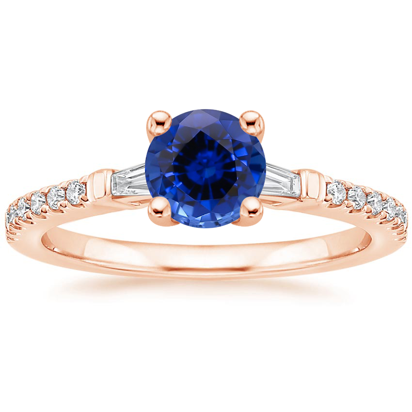 Rose Gold Sapphire Luxe Tapered Baguette Diamond Ring (1/4 ct. tw.)