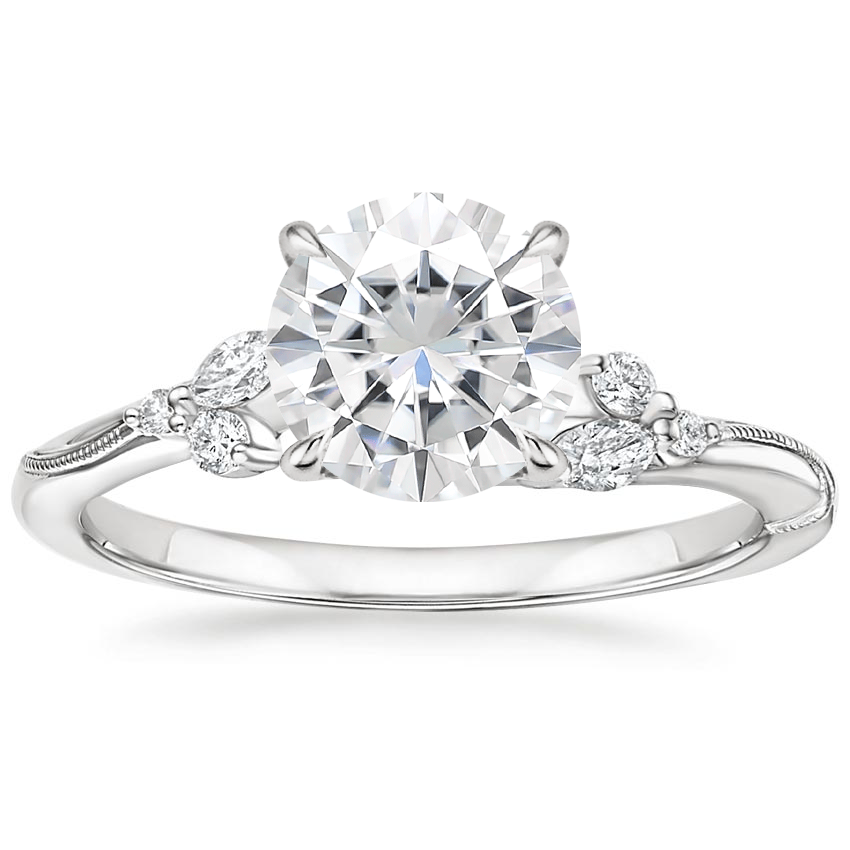 Moissanite Camellia Diamond Ring in Platinum