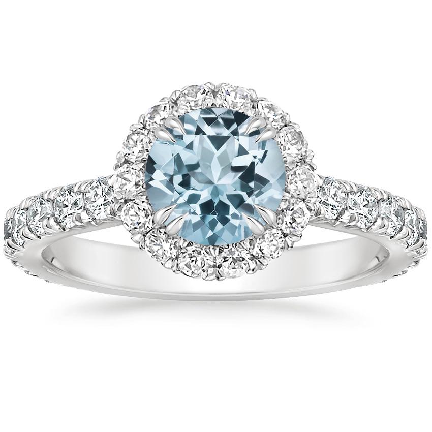 Aquamarine Luxe Sienna Halo Diamond Ring (3/4 ct. tw.) in Platinum