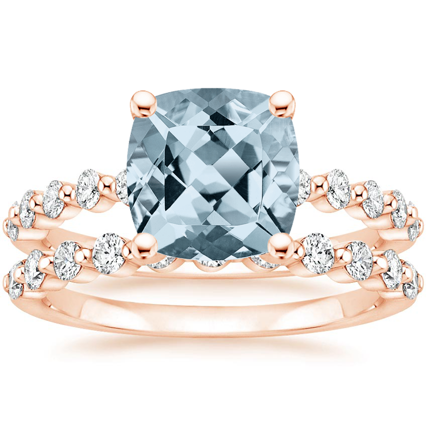 14KR Aquamarine Marseille Diamond Bridal Set (1/2 ct. tw.), top view