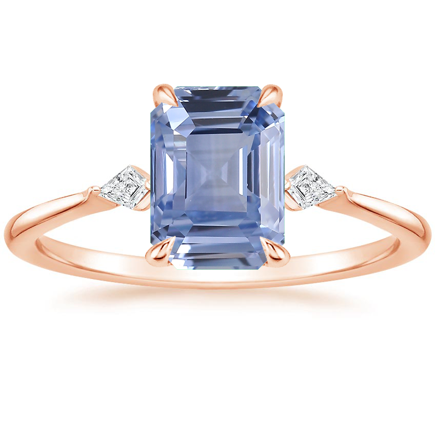 14K Rose Gold Petite Cometa Three Stone Diamond Ring, large top view