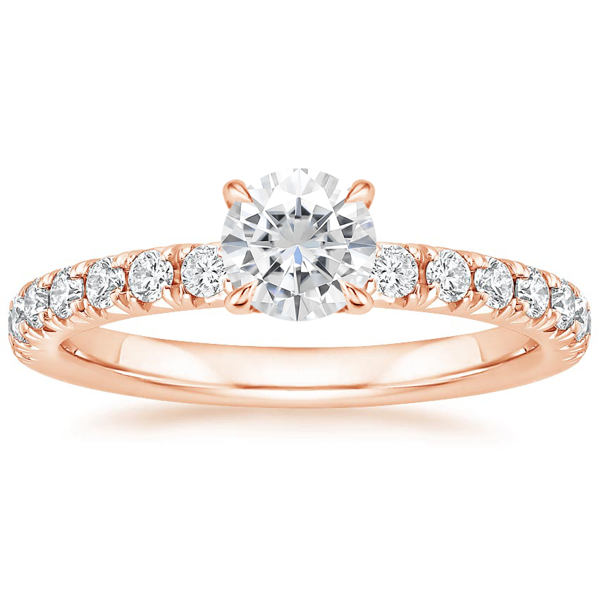 14K Rose Gold Olympia Half Coverage Diamond Ring, large top view