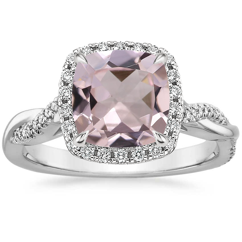 18K White Gold Petite Twisted Vine Halo Diamond Ring (1/4 ct. tw.), large top view