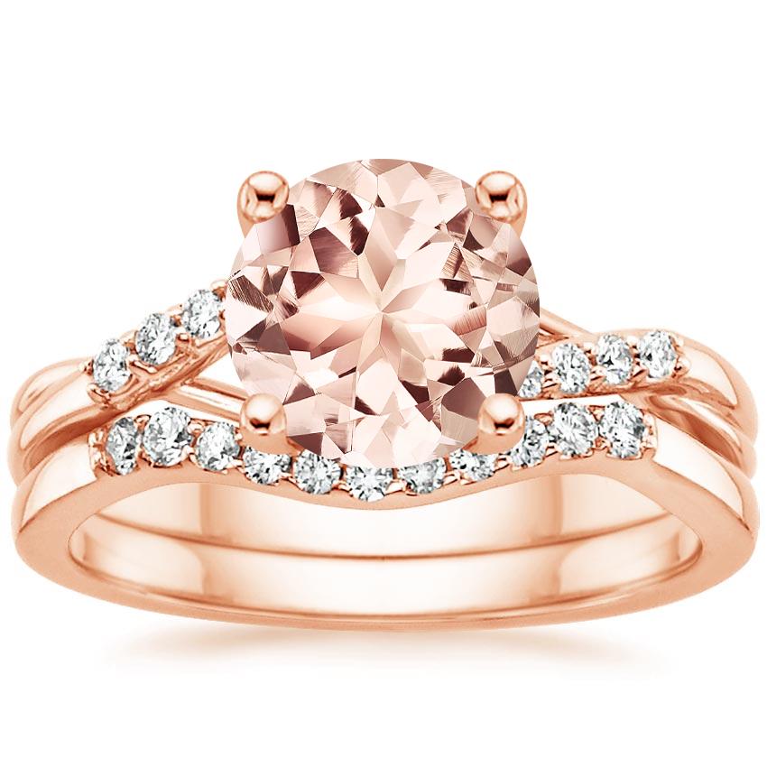 14KR Morganite Chamise Diamond Bridal Set, top view