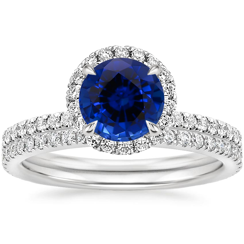 18KW Sapphire Waverly Diamond Bridal Set (2/3 ct. tw.), top view