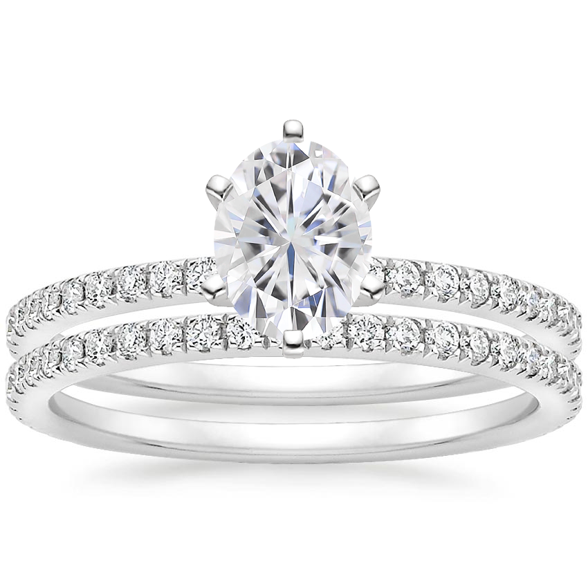18KW Moissanite Six Prong Luxe Ballad Diamond Ring with Luxe Ballad Diamond Ring (1/4 ct. tw.), top view