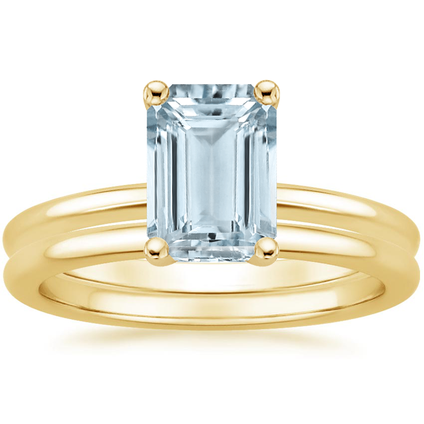 18KY Aquamarine Perfect Fit Bridal Set, top view