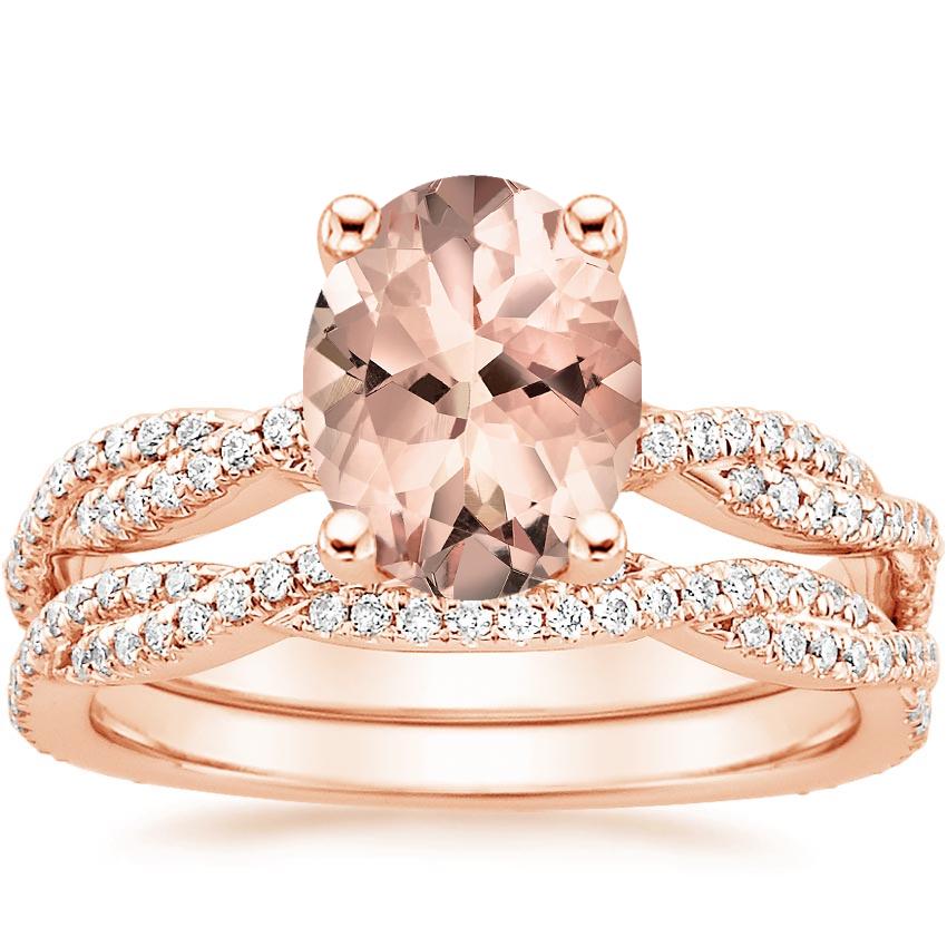 14KR Morganite Petite Luxe Twisted Vine Bridal Set (1/2 ct. tw.), top view
