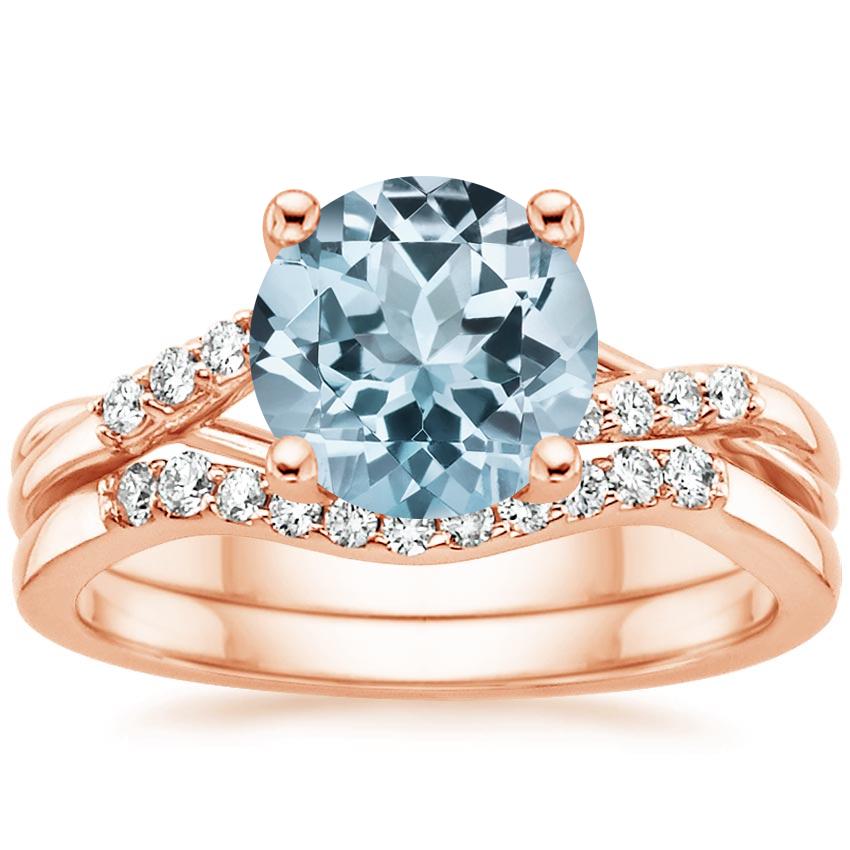 14KR Aquamarine Chamise Diamond Bridal Set, top view