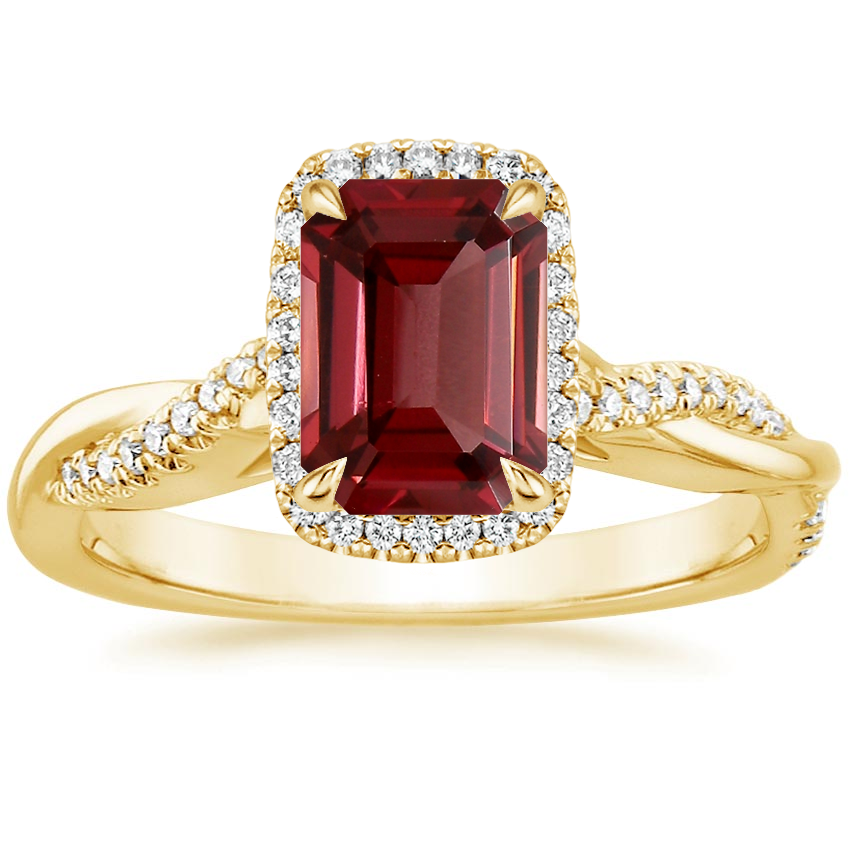 18K Yellow Gold Petite Twisted Vine Halo Diamond Ring (1/4 ct. tw.), large top view