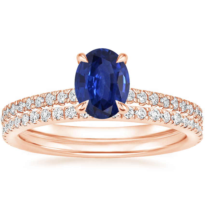 14K Rose Gold Petite Demi Diamond Ring (1/5 ct. tw.) with Luxe Ballad Diamond Ring (1/4 ct. tw.)