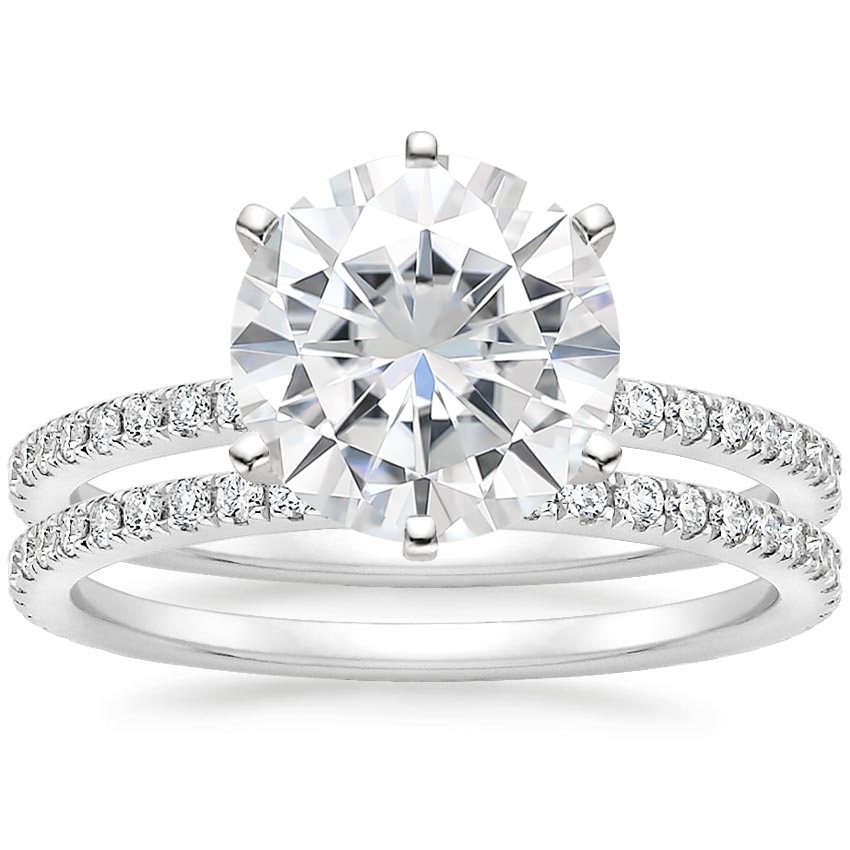 PT Moissanite Six Prong Luxe Ballad Diamond Ring with Luxe Ballad Diamond Ring (1/4 ct. tw.), top view