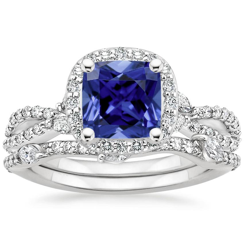 18KW Sapphire Luxe Willow Halo Diamond Bridal Set (5/8 ct. tw.), top view