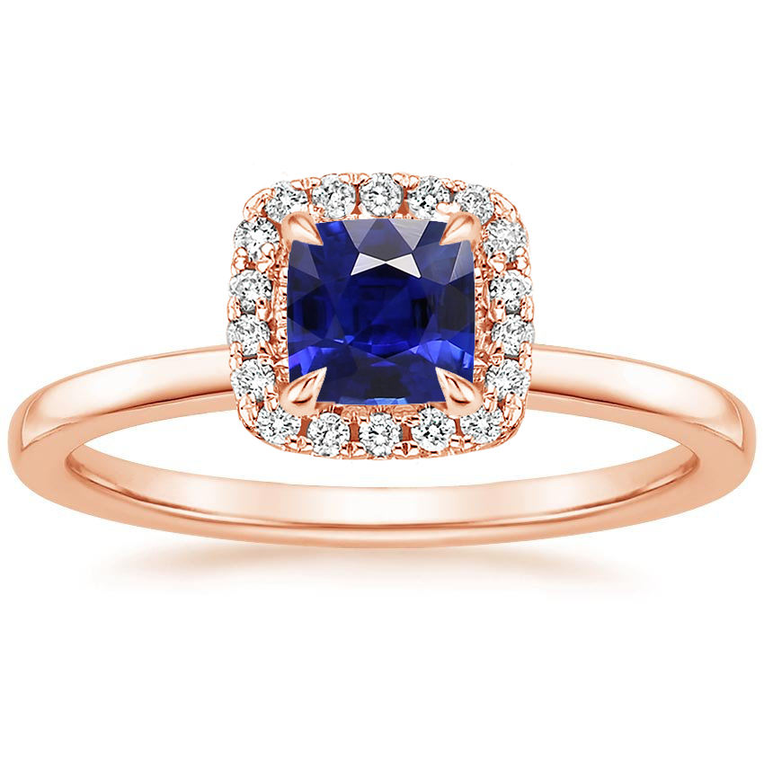 14K Rose Gold Vienna Halo Diamond Ring, large top view