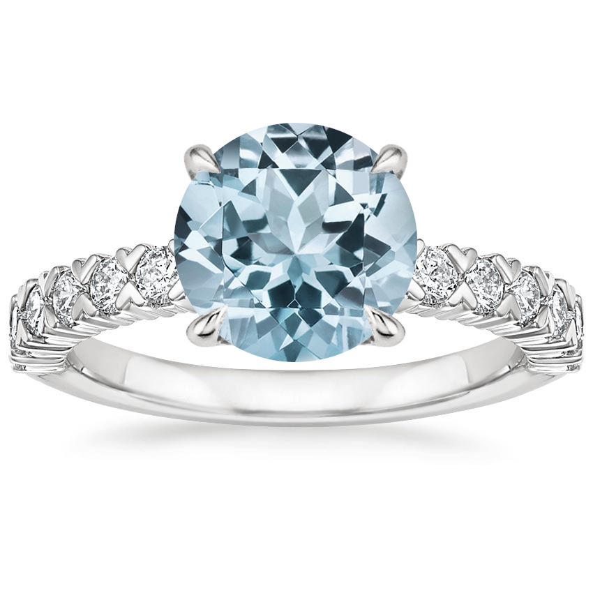 Aquamarine Valeria Diamond Ring in 18K White Gold