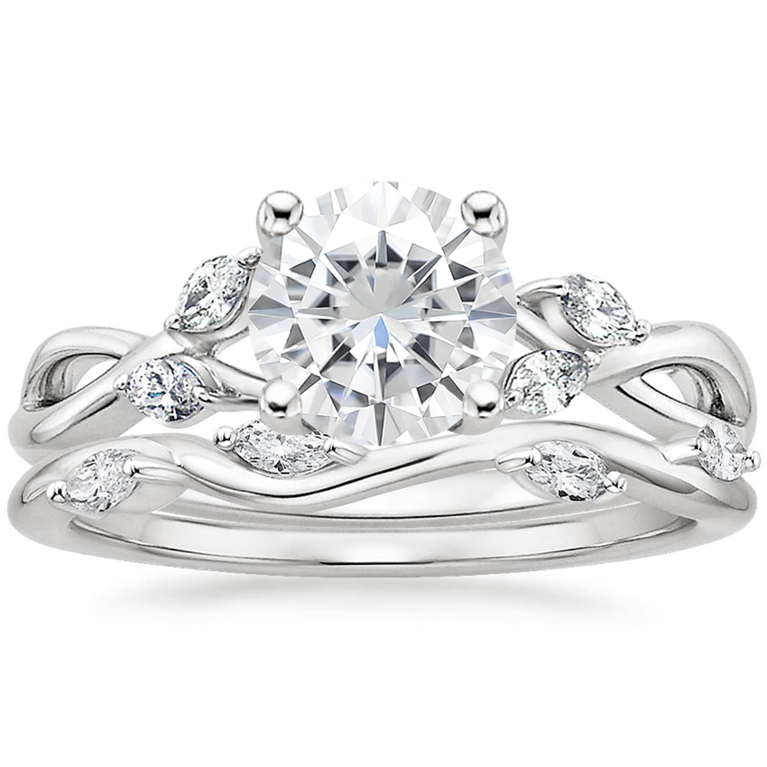 18KW Moissanite Willow Diamond Ring (1/8 ct. tw.) with Winding Willow Diamond Ring (1/8 ct. tw.), top view