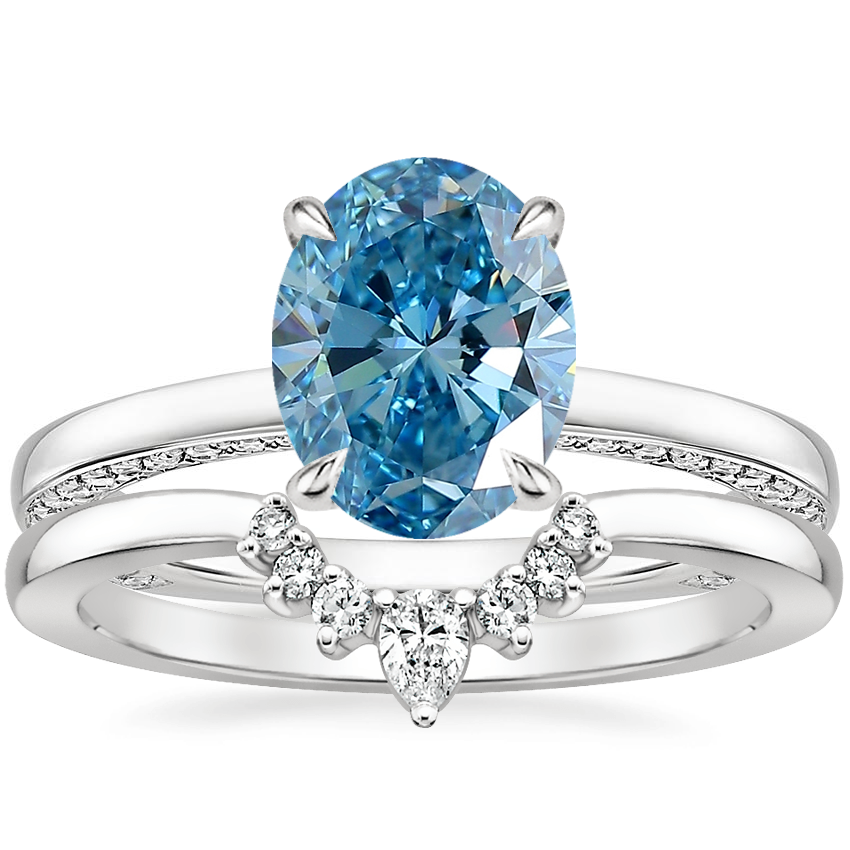 18K White Gold Charlotte Diamond Ring with Lunette Diamond Ring