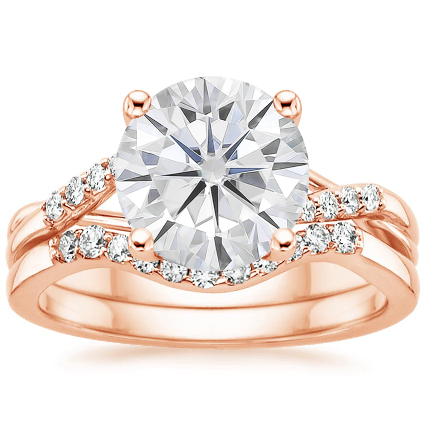 14KR Moissanite Chamise Diamond Bridal Set, top view