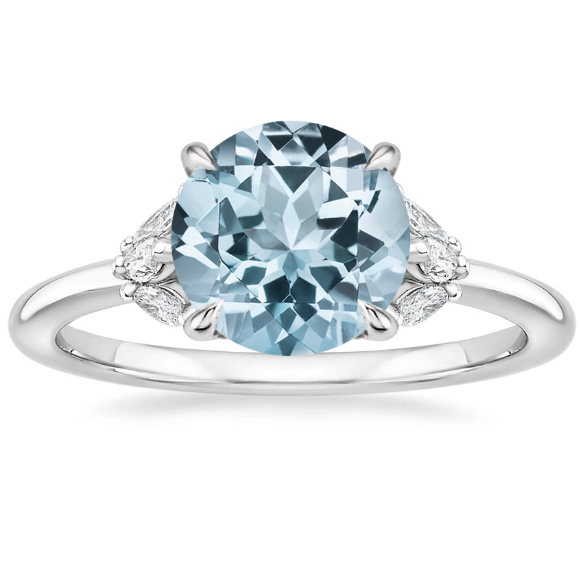 Aquamarine Mara Diamond Ring in 18K White Gold