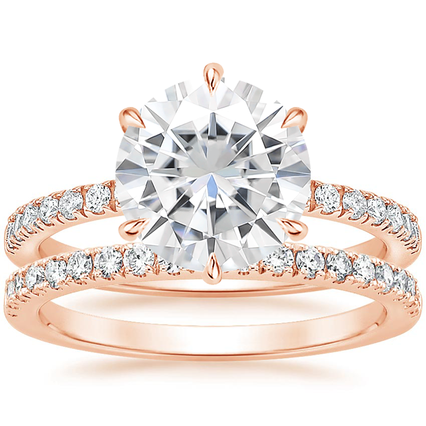14KR Moissanite Bliss Diamond Ring (1/6 ct. tw.) with Bliss Diamond Ring (1/5 ct. tw.), top view