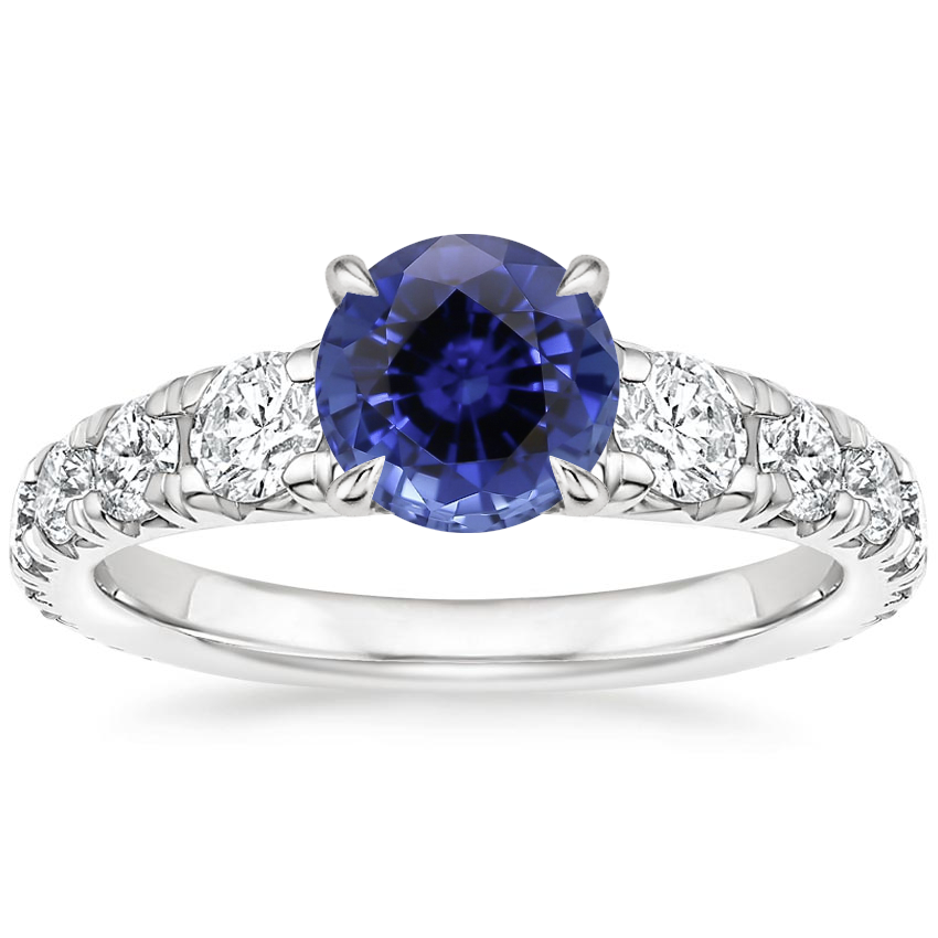 Sapphire Tapered Luxe Sienna Diamond Ring in 18K White Gold