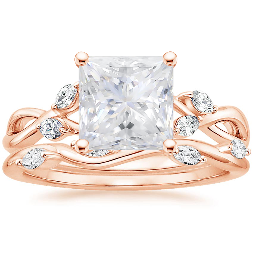 14KR Moissanite Willow Diamond Ring (1/8 ct. tw.) with Winding Willow Diamond Ring (1/8 ct. tw.), top view