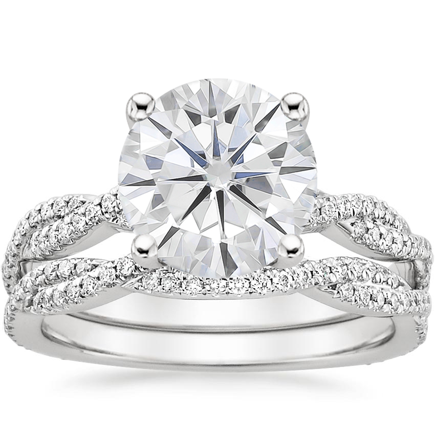 18KW Moissanite Petite Luxe Twisted Vine Bridal Set (1/2 ct. tw.), top view