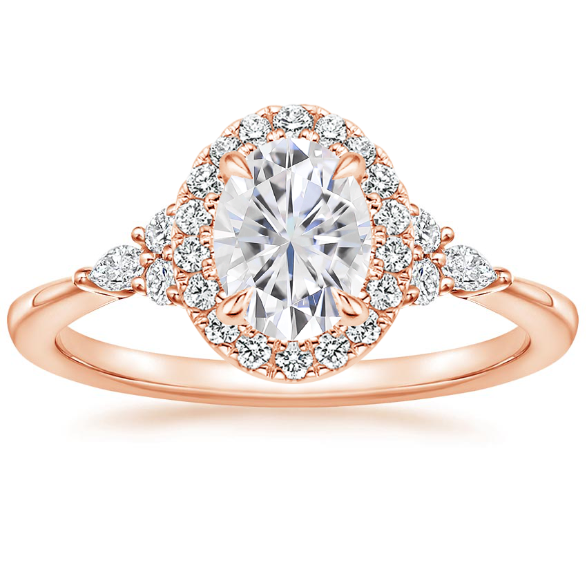 Rose Gold Moissanite Nadia Halo Diamond Ring (1/4 ct. tw.)