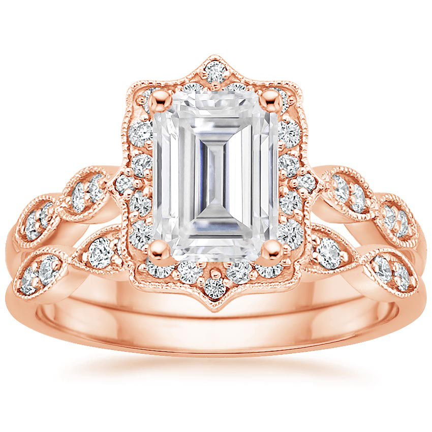 14KR Moissanite Cadenza Halo Diamond Bridal Set (1/4 ct. tw.), top view