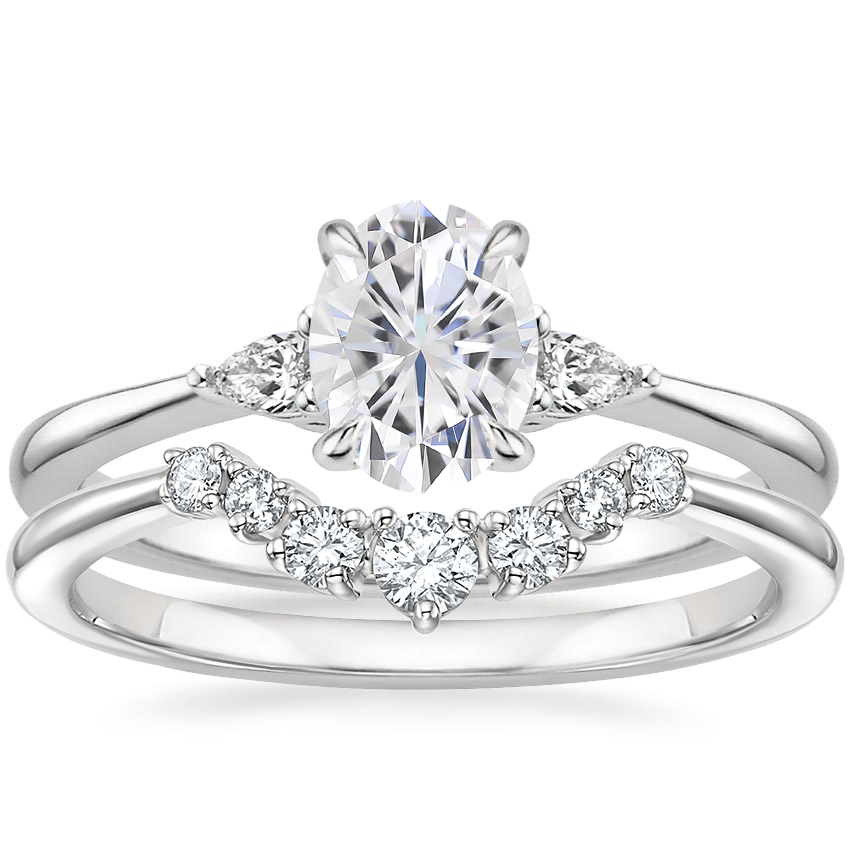 18KW Moissanite Aria Contoured Diamond Bridal Set, top view