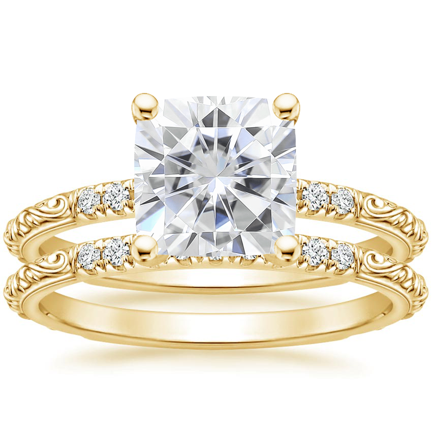 18KY Moissanite Adeline Diamond Bridal Set, top view