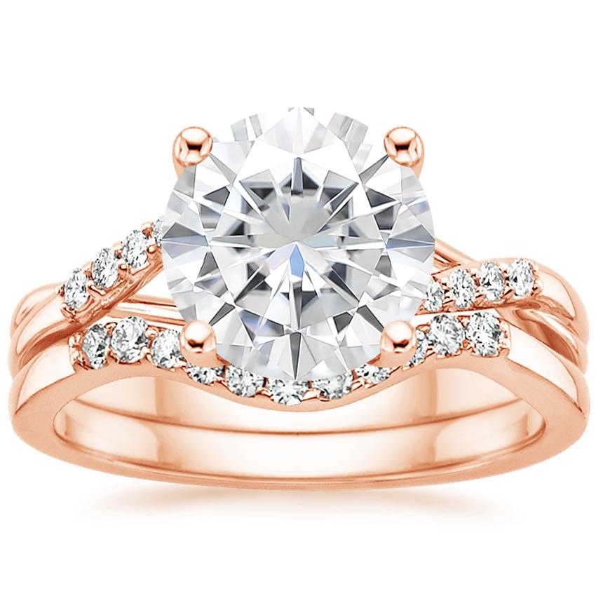 14KR Moissanite Chamise Diamond Bridal Set, top view