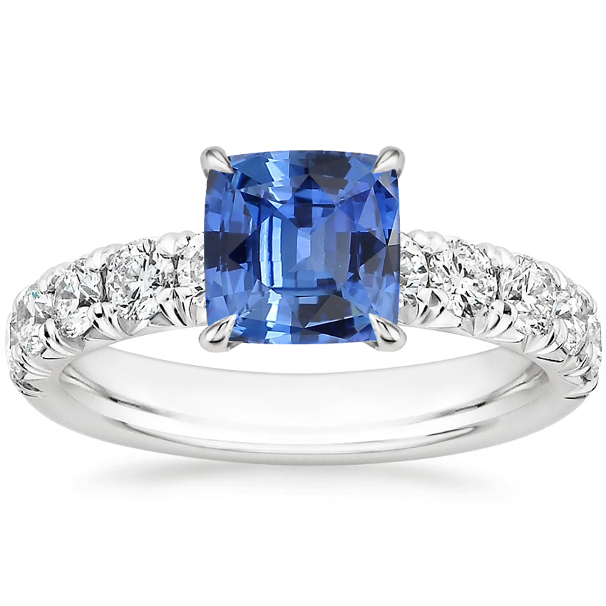 18K White Gold Ellora Half Coverage Diamond Ring, large top view