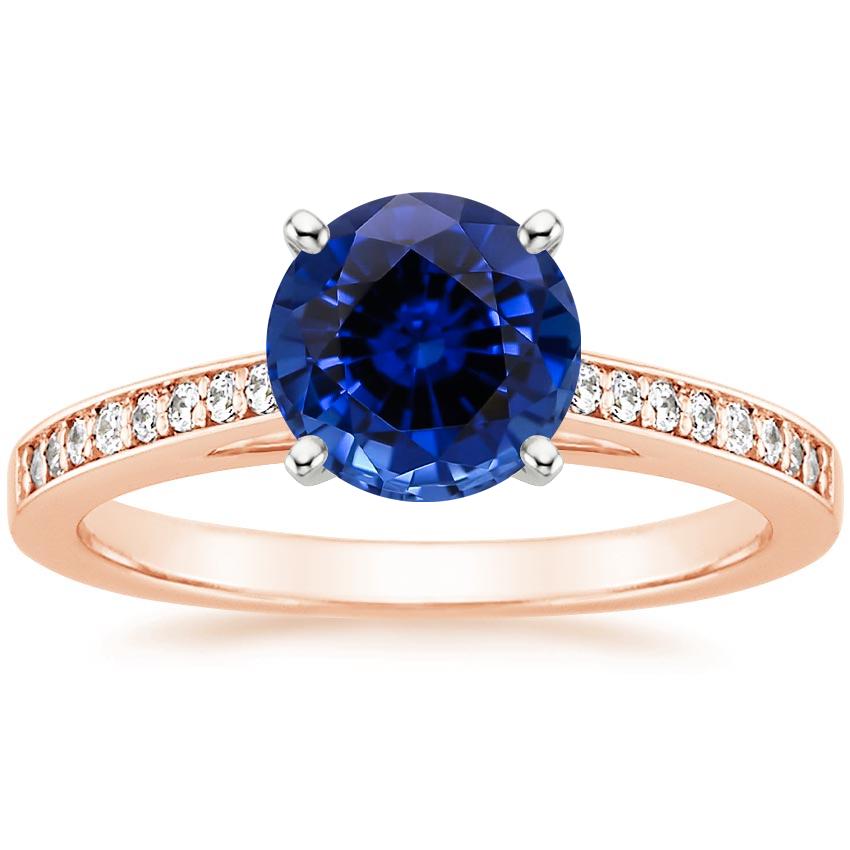 Lab Created Sapphire Starlight Diamond Ring in 14K Rose Gold