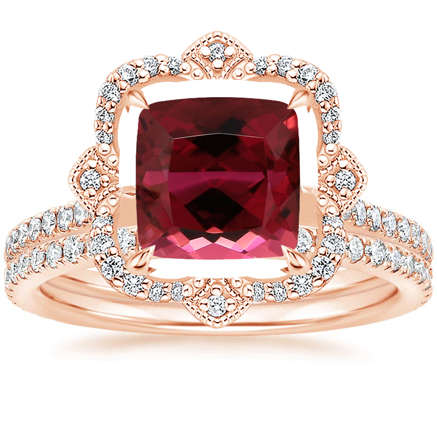 14K Rose Gold Reina Diamond Ring with Luxe Ballad Diamond Ring 1