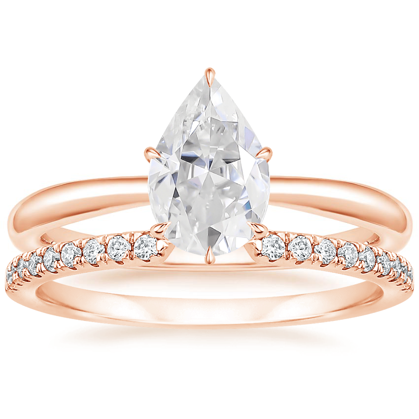 14KR Moissanite Freesia Ring with Sia Diamond Open Ring, top view