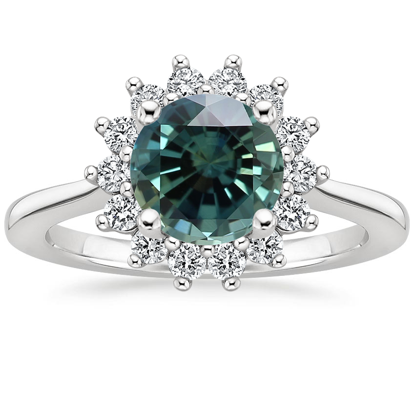 18K White Gold Sunburst Halo Diamond Ring (1/4 ct. tw.), large top view