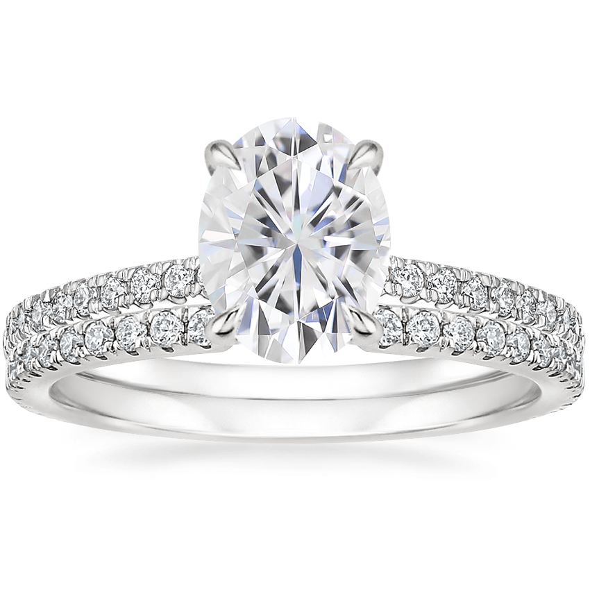 Platinum Petite Demi Diamond Ring (1/5 ct. tw.) with Luxe Sia Diamond Ring (1/5 ct. tw.)