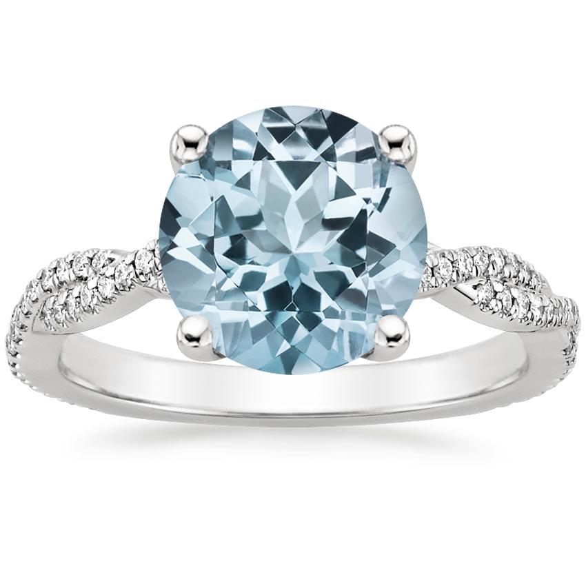 Aquamarine Petite Luxe Twisted Vine Diamond Ring (1/4 ct. tw.) in 18K White Gold