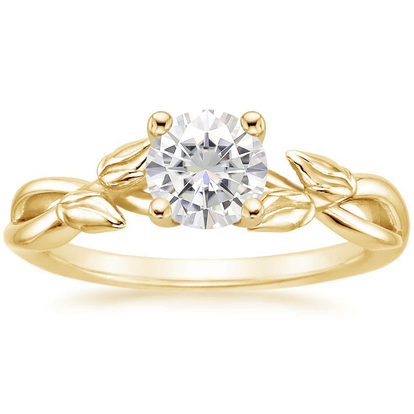 18K Yellow Gold Budding Willow Solitaire Ring, large top view