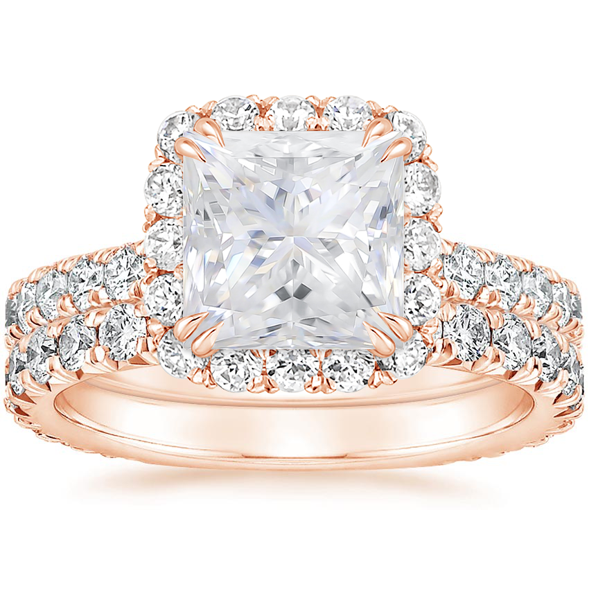 14KR Moissanite Luxe Sienna Halo Diamond Bridal Set (1 3/8 ct. tw.), top view