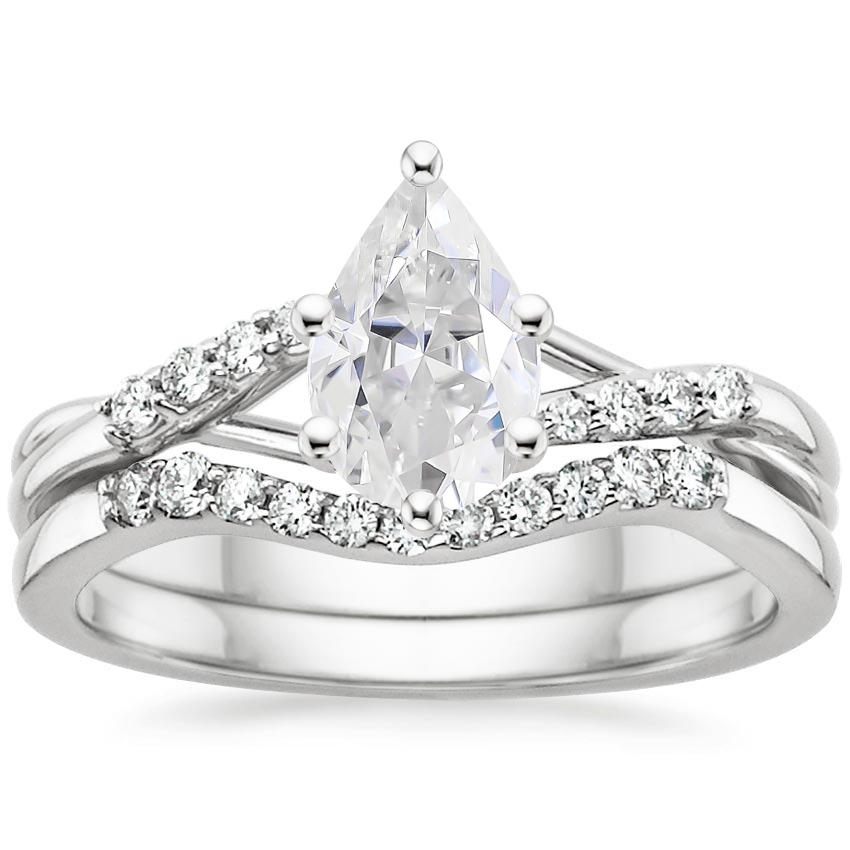 18KW Moissanite Chamise Diamond Bridal Set, top view