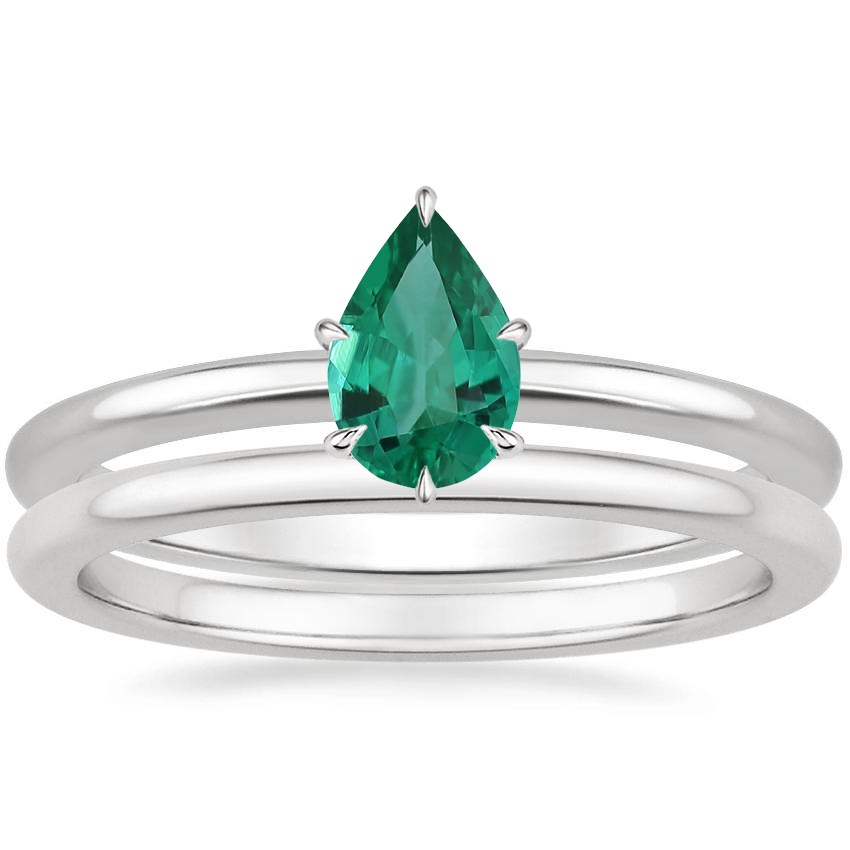 Platinum Secret Halo Diamond Ring with Petite Comfort Fit Wedding Ring