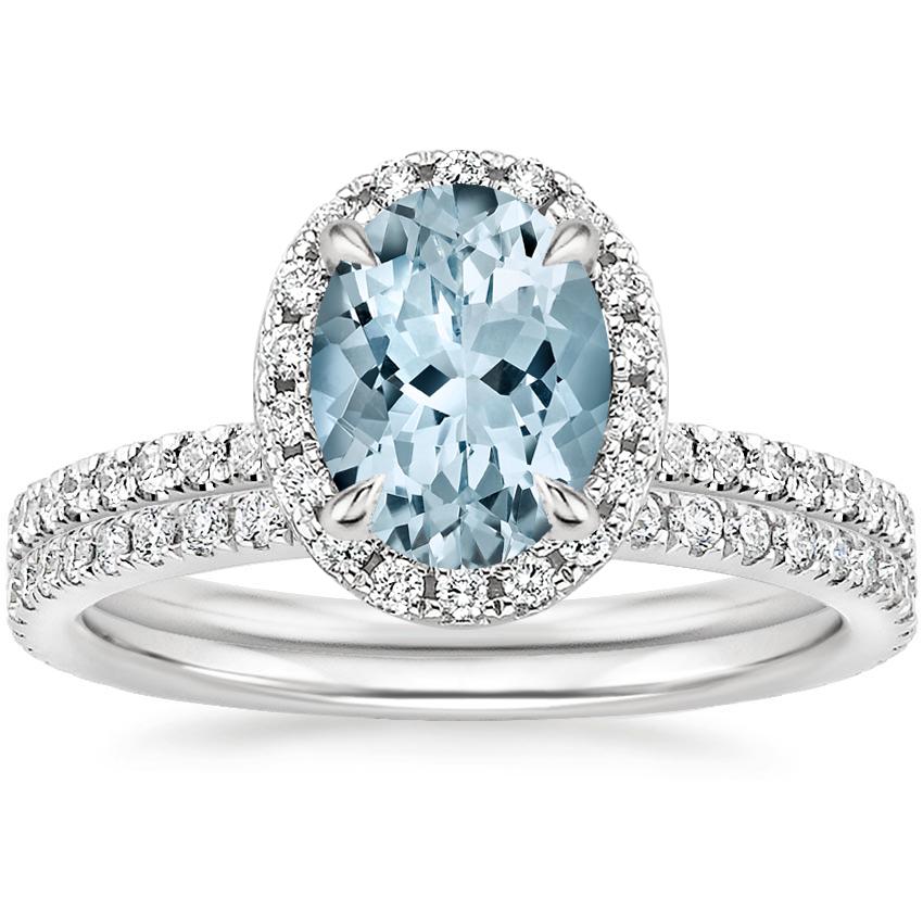18KW Aquamarine Waverly Diamond Bridal Set (2/3 ct. tw.), top view